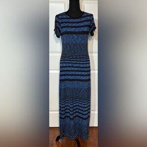 MICHAEL Michael Kors Maxi Sheath W/ Short Zip Sleeves  - Size XS In Blue, Black